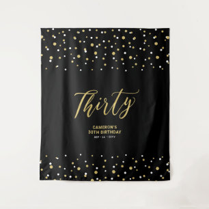 Tenture Trente   Gold & Black 30th Birthday Party Backdrop
