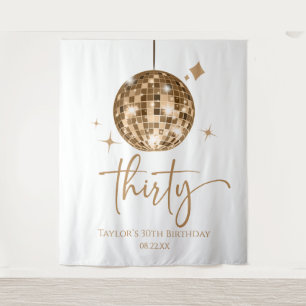 Tenture Trente Gold Disco Ball 30e fête d'anniversaire