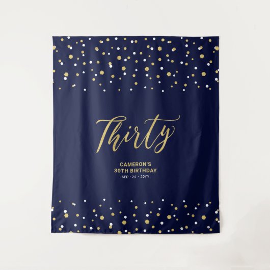 Tenture Trente | Gold & Navy 30th Birthday Party Contexte (Devant)