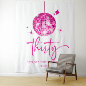 Tenture Trente Pink Disco Ball 30e fête d'anniversaire (En situation)