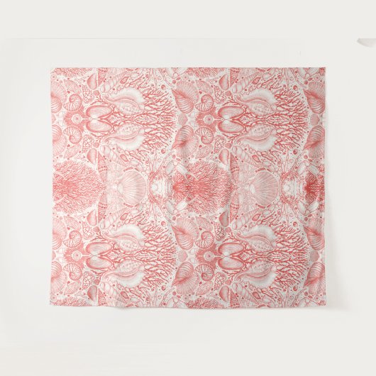 Tenture Trésors de plage en rouge corail (Devant (Horizontal))