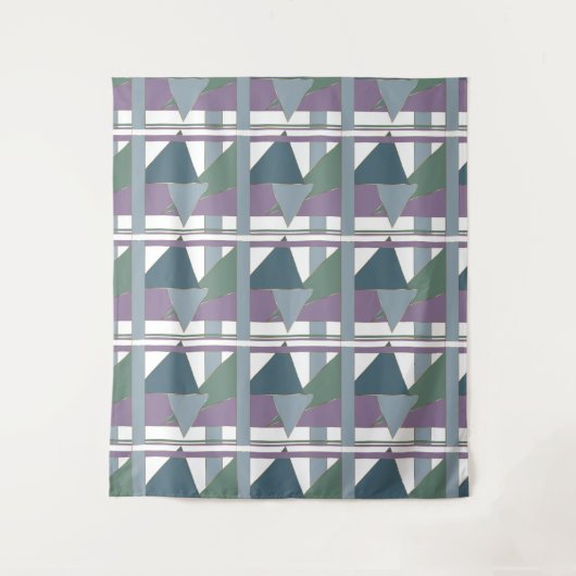 Tenture Triangle géométrique Motif bleu violet vert (Devant)