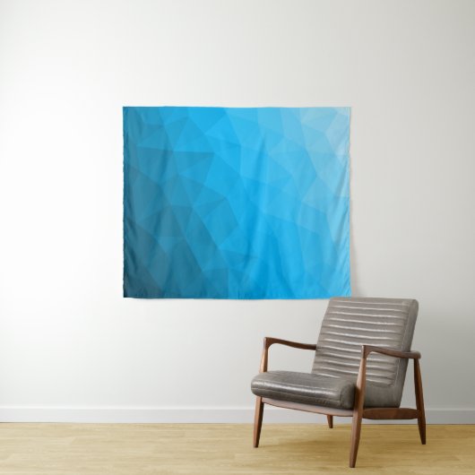 Tenture Triangle motif de maillage géométrique dégradé cya (En situation (horizontale))