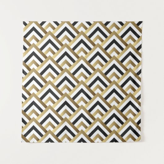 Tenture Triangles Abstraits : Noir Or sans joint (Devant)