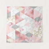 Tenture Triangles d'argent d'or géométrique, motif en marb (Devant (Horizontal))