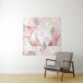 Tenture Triangles d'argent d'or géométrique, motif en marb (En situation)