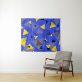Tenture Triangles d'art moderne Abstrait bleu jaune noir (En situation (horizontale))