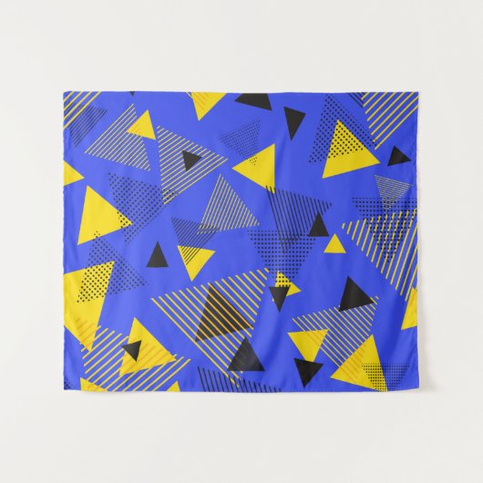 Tenture Triangles d'art moderne Abstrait bleu jaune noir (Devant (Horizontal))