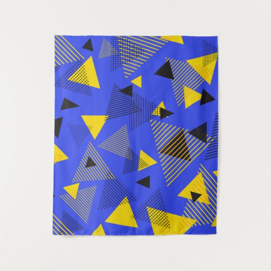 Tenture Triangles d'art moderne Abstrait bleu jaune noir (Devant)