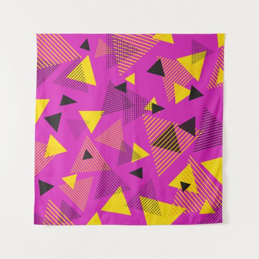 Tenture Triangles d'art moderne Abstrait violet jaune noir (Devant)