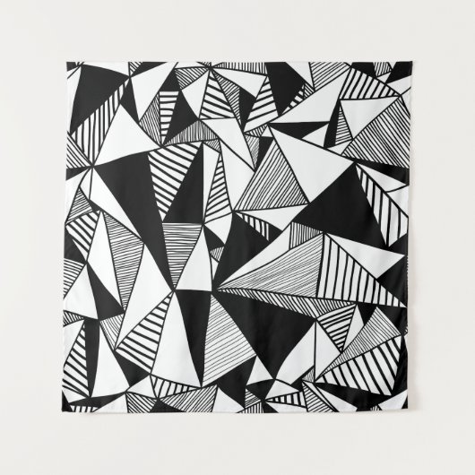 Tenture Triangles De Mosaïque, Texture Blanc Noir. (Devant)