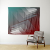 Tenture Triangles gris sur bordeaux turquoise (En situation (horizontale))