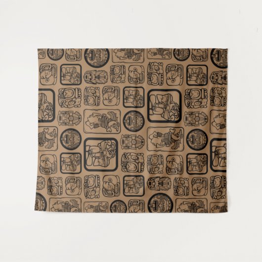 Tenture Tribal MAYA ancien masque motif 1 (Devant (Horizontal))