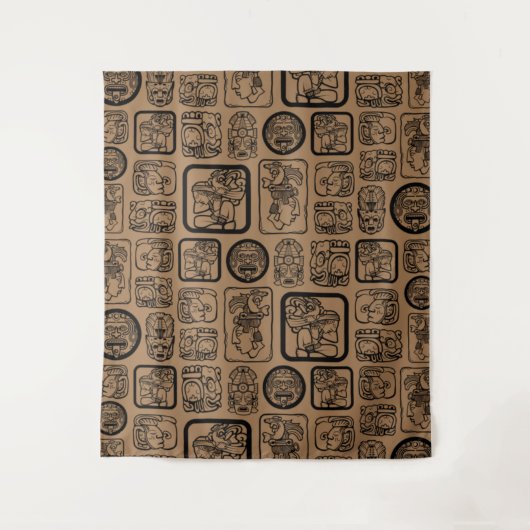 Tenture Tribal MAYA ancien masque motif 1 (Devant)