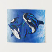 Tenture Tribal Orca Killer Whales (Devant (Horizontal))