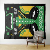 Tenture Tribal rituel vert (En situation (horizontale))