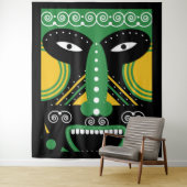 Tenture Tribal rituel vert (En situation)