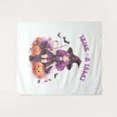 Tenture Trick ou traiter la sorcière violette Citrouilles  (Devant (Horizontal))