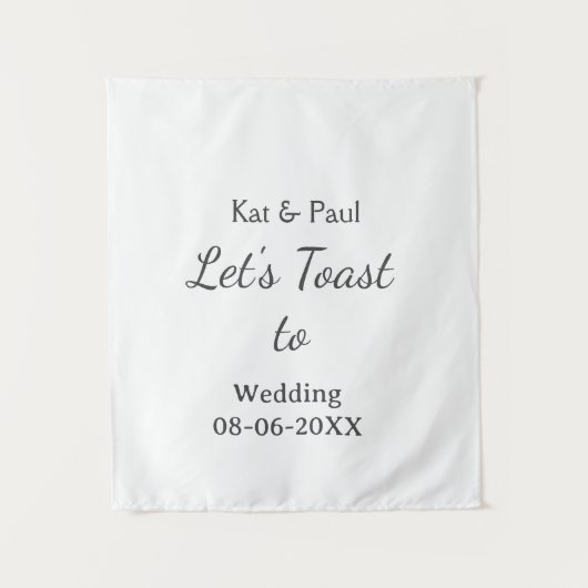 Tenture Trinquons au mariage nom date couple simple (Devant)