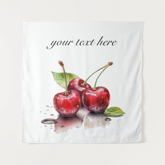 Tenture Trio de cerise fraîche en Aquarelle, sur mesure (Devant)