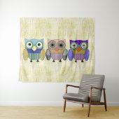 Tenture Trio de hibou élégant (En situation (horizontale))
