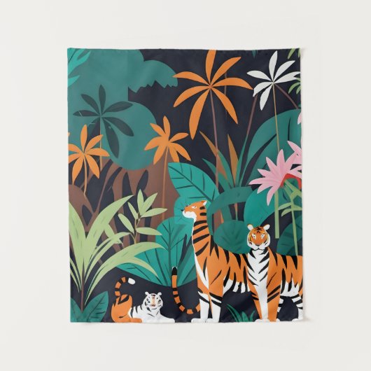 Tenture Trio de tigres tropicaux (Devant)