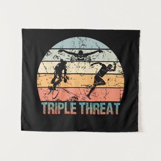 Tenture Triple Menace - Athlète de triathlon (Devant (Horizontal))