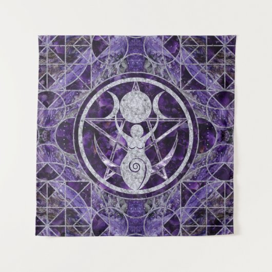 Tenture Triple Moon - Déesse - Améthyste et Argent (Devant)
