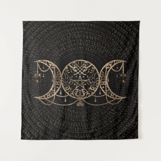 Tenture Triple Moon - Triple Goddess Gold and black (Devant)