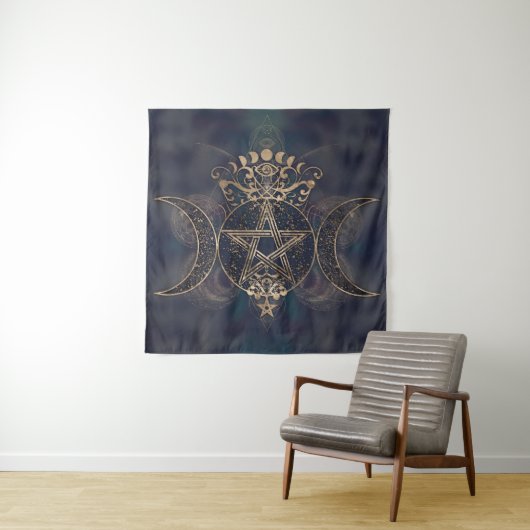 Tenture Triple Moon - Triple Goddess Gold and Purple (En situation)