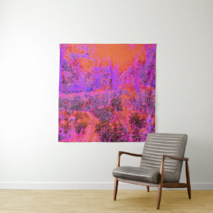 Tenture Trippy Magenta et Orange Jardin impressionniste