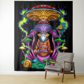 Tenture Trippy Psychedelic Mushroom Wizard (En situation)