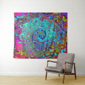Tenture Trippy Sky Blue Abstrait Retro Liquid Swirl (En situation (horizontale))