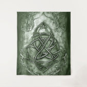 Tenture Triquetra Trinity Sage de noeud Vert Faux Metallic (Devant)