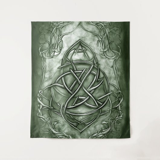 Tenture Triquetra Trinity Sage de noeud Vert Faux Metallic (Devant)