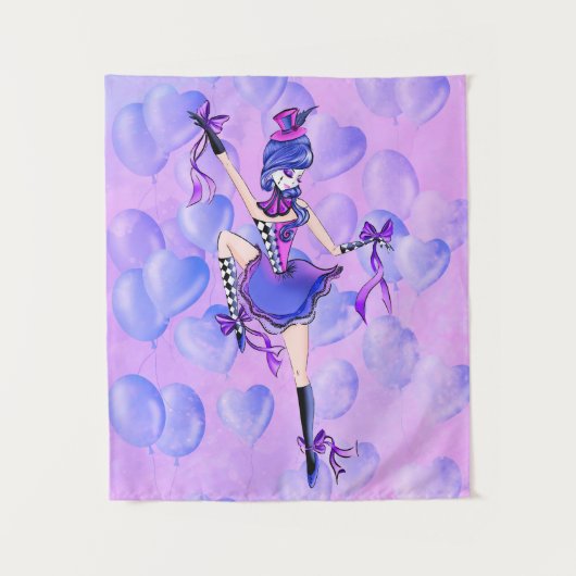 Tenture Trixie le clown - Ballons bleus (Devant)