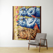 Tenture Trois chats chantant par Louis Wain (En situation)