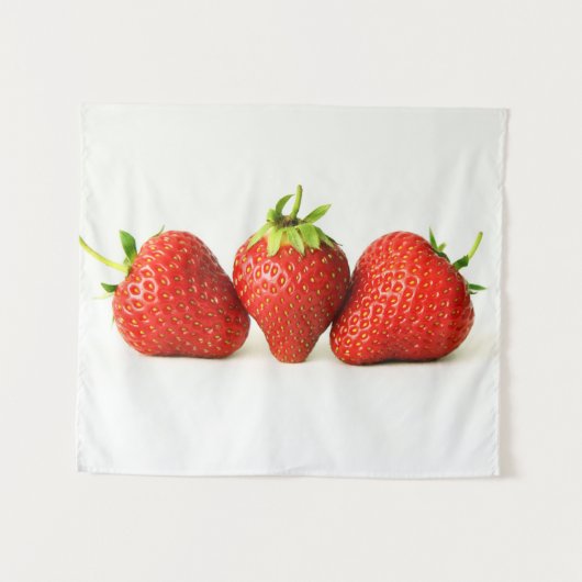 Tenture Trois fraises sur blanc wtcna (Devant (Horizontal))