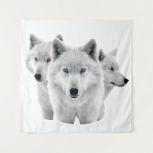 Tenture Trois Loups blancs