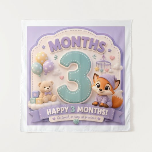 Tenture Trois Mois de Découverte – Bébé Étape Petit (Devant)