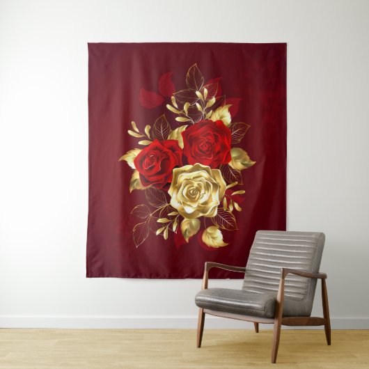 Tenture Trois Roses de bijoux (En situation)