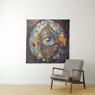 Tenture Troisième œil sur verre et bronze