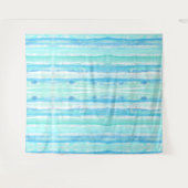 Tenture Troncs d'arbre Abstrait en aqua pastel et bleu (Devant (Horizontal))