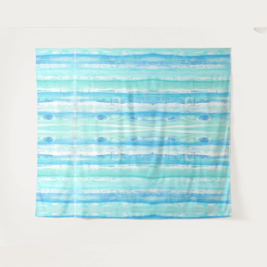 Tenture Troncs d'arbre Abstrait en aqua pastel et bleu (Devant (Horizontal))