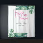 Tenture Tropical 50th Birthday Party Arrière - plan<br><div class="desc">Faites de votre fête un moment inoubliable avec cet arrière - plan de fête d'anniversaire tropical, un choix parfait pour 50 et fabuleux backdrops ou tout événement marquant. Conçu avec de l'aquarelle feuille de palmier monstera et une typographie rose audacieuse, ce décor de fête d'anniversaire élégant est l'un de ces...</div>