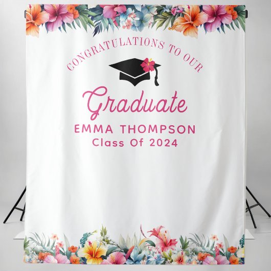 Tenture Tropical Aloha Luau Graduation 2024 Contexte