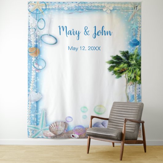 Tenture Tropical Beach Seashell Mariage Photo Contexte (En situation)