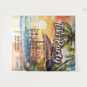 Tenture Tropical Beach Tiki Bar Anniversaire (Devant (Horizontal))