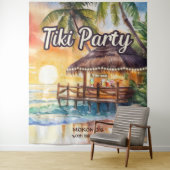 Tenture Tropical Beach Tiki Bar Anniversaire (En situation)