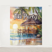 Tenture Tropical Beach Tiki Bar Anniversaire (Devant)